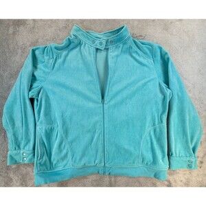 Action Sportswear Plus Velour Zip Jacket Turquoise Aqua Made in Russia 22/24 VTG